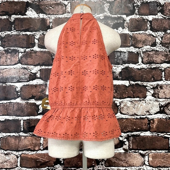 Ryegrass Tank Top NWT Embroidery Floral Halter Foxtail Orange Size Large - Picture 11 of 17